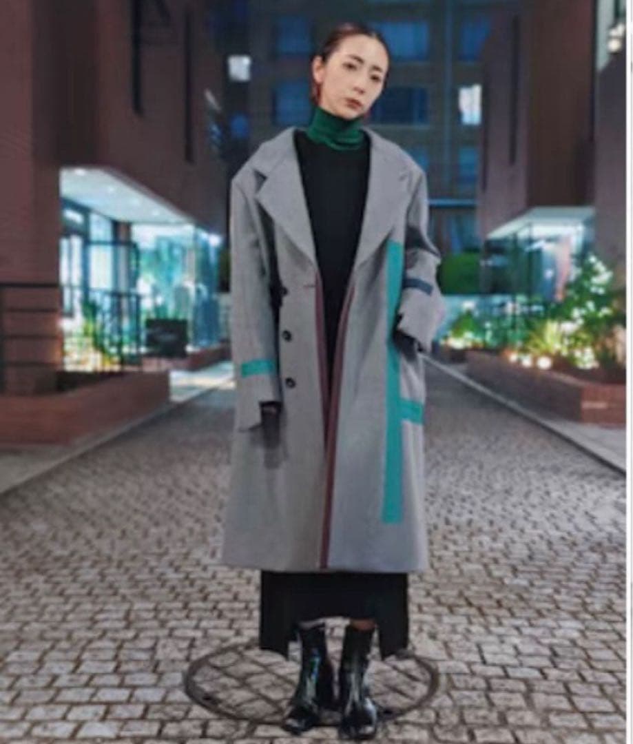 k*7様 un3d コート カラーライン テープ　アンスリード グレー