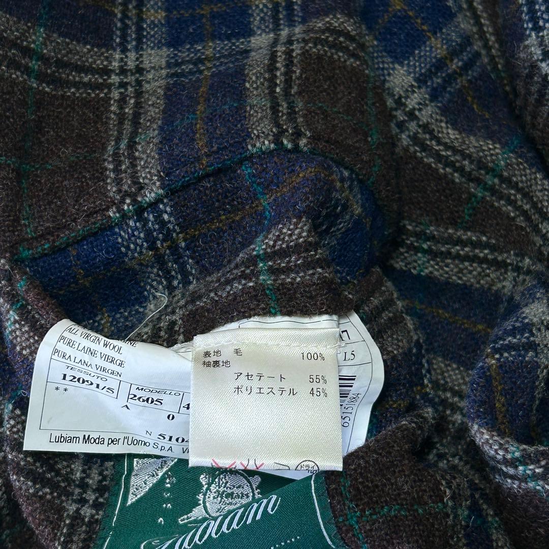 美品エルビーエム ルビアム ツイード ウール チェック テーラードジャケット48