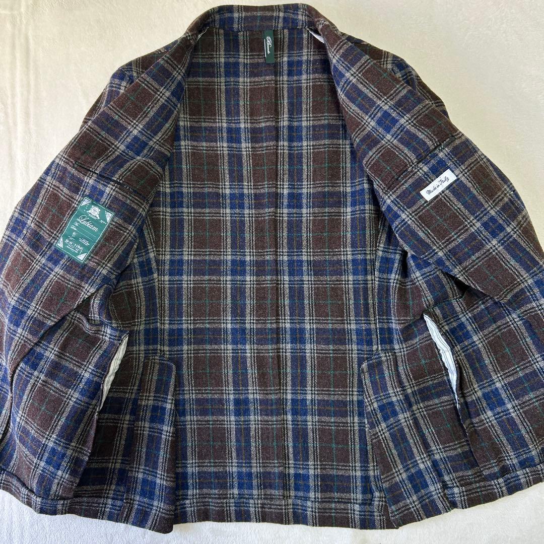 美品エルビーエム ルビアム ツイード ウール チェック テーラードジャケット48