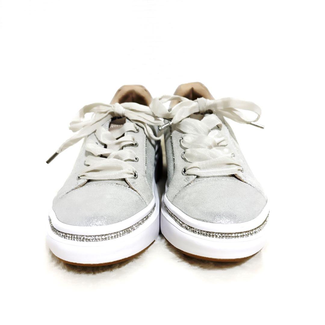 【美品】LANVIN ランバン　スニーカー　シルバー　グリッター　ラメ　22.5