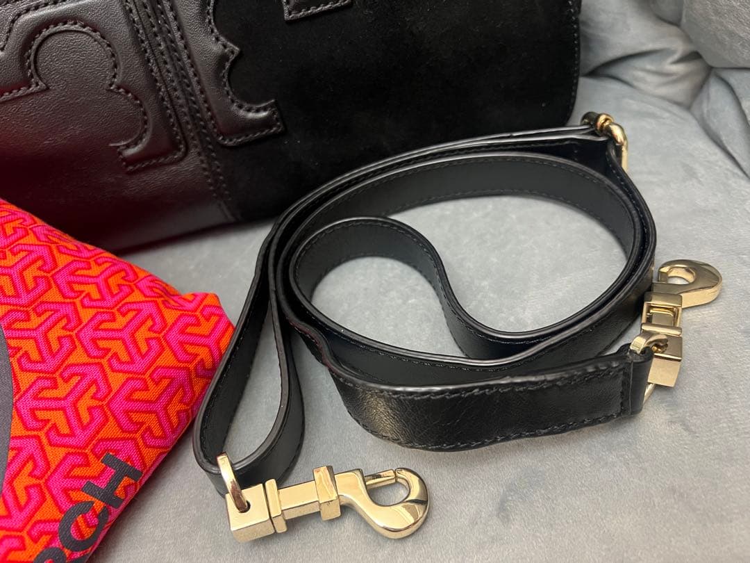 Tory Burchトリーバーチ ブラック レザー スエード ビジネスバッグ