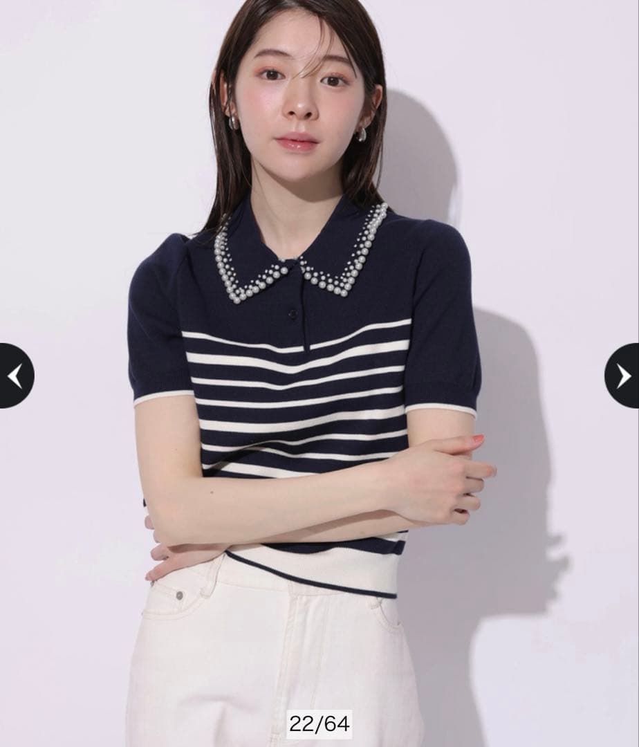 Arpege story Rirandture パールカラーポロニット