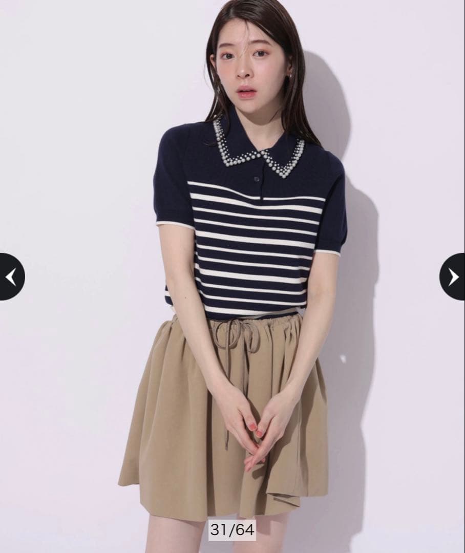 Arpege story Rirandture パールカラーポロニット