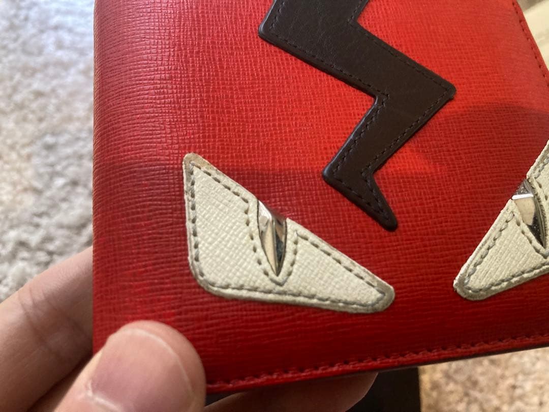 FENDI モンスター 二つ折りカードケース レッド