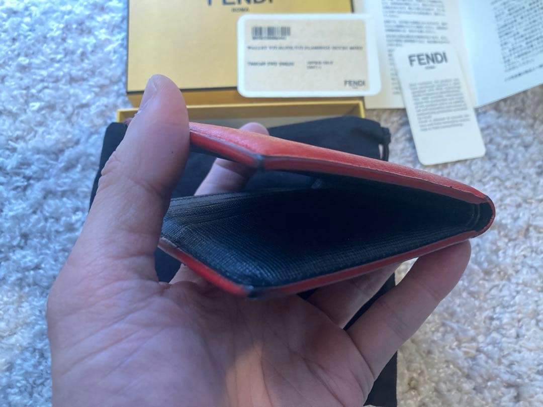 FENDI モンスター 二つ折りカードケース レッド