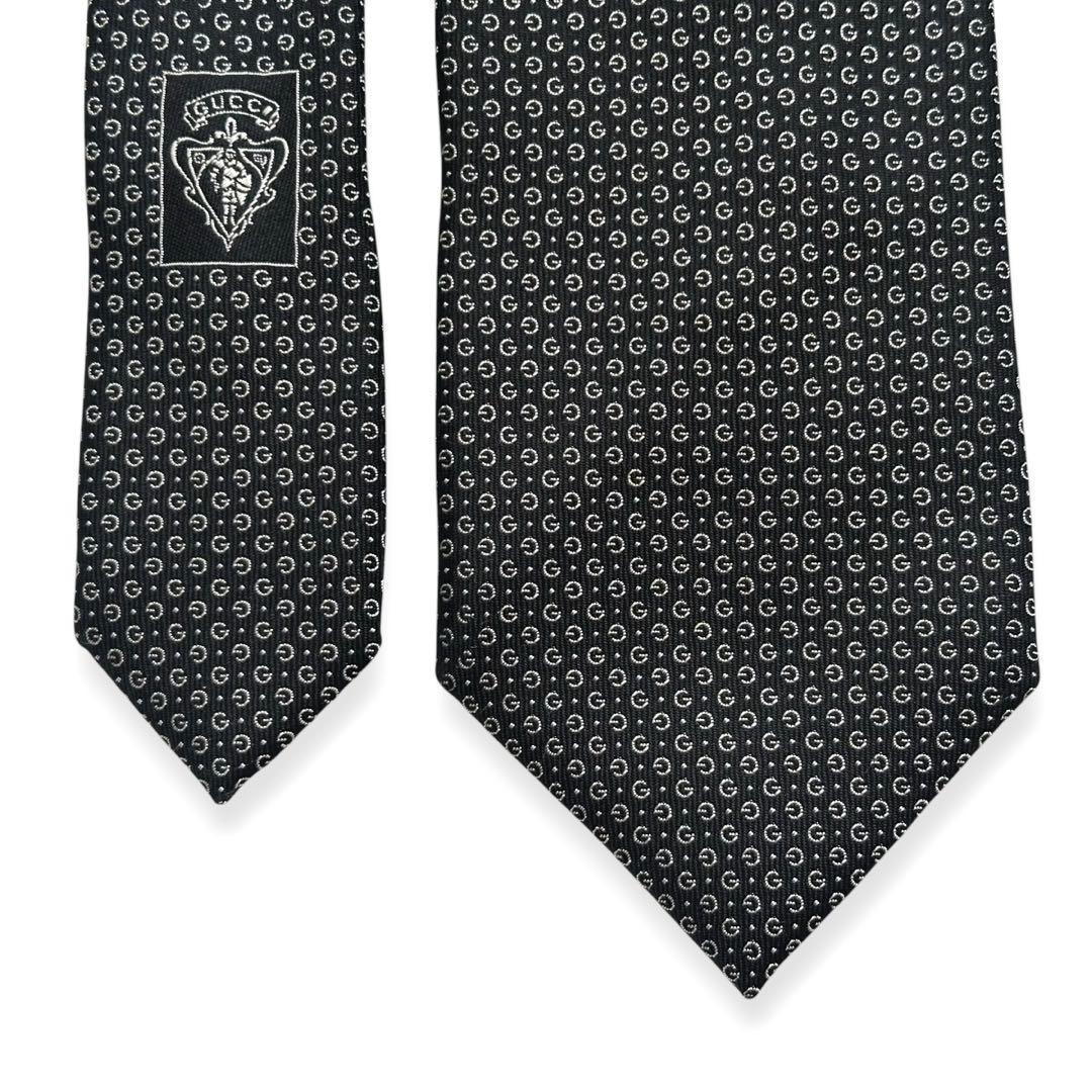 美品✨GUCCI ネクタイ　グッチ　GG柄　ブラック　高級　黒　【B】