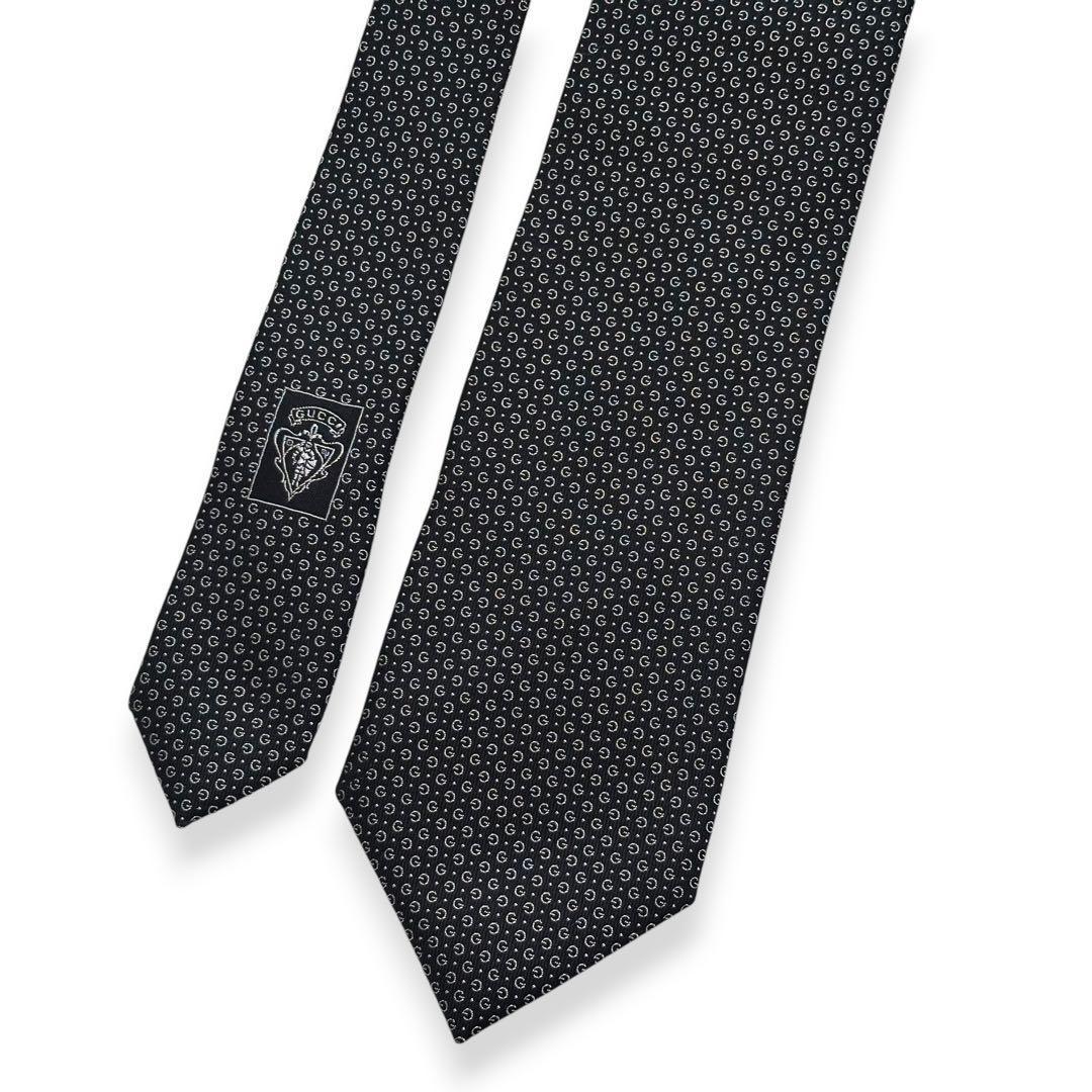 美品✨GUCCI ネクタイ　グッチ　GG柄　ブラック　高級　黒　【B】