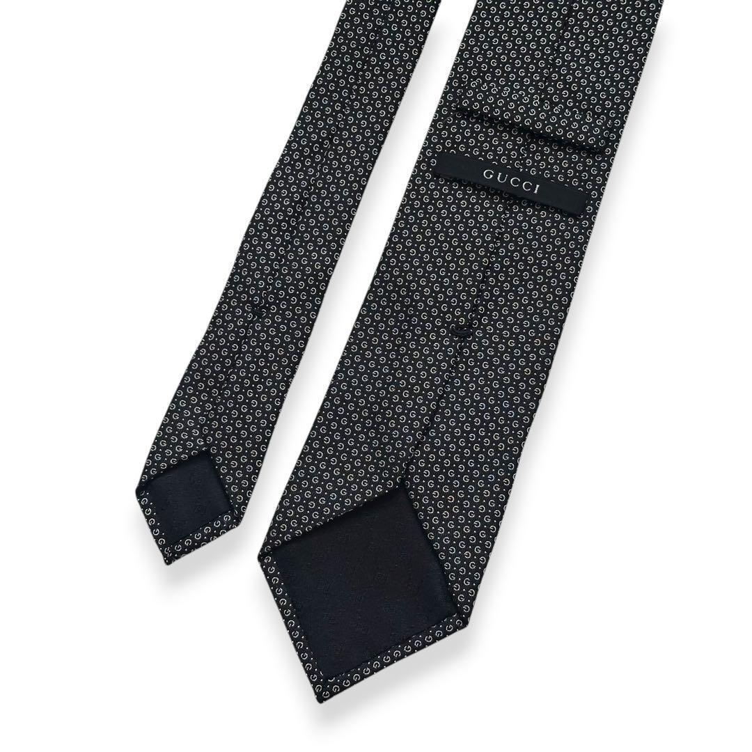 美品✨GUCCI ネクタイ　グッチ　GG柄　ブラック　高級　黒　【B】