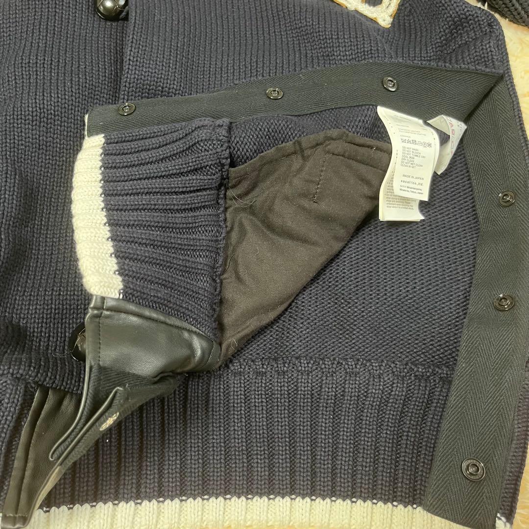 sacai ONE KIND WORDスタジャン ネイビー&ブラック