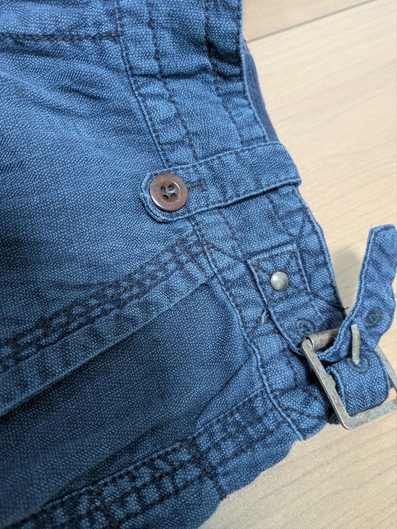 リネン タッサーシルク インディゴ カーゴパンツ　ラルフローレン　ヘリンボーン