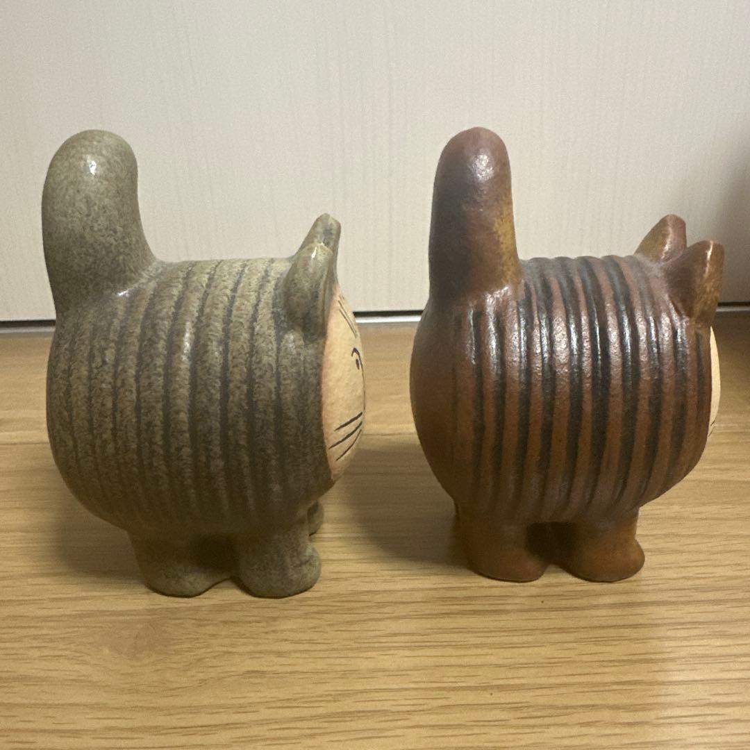 新品未使用 リサラーソン ディエチキャット グレー ブラウン 2体セット 置物
