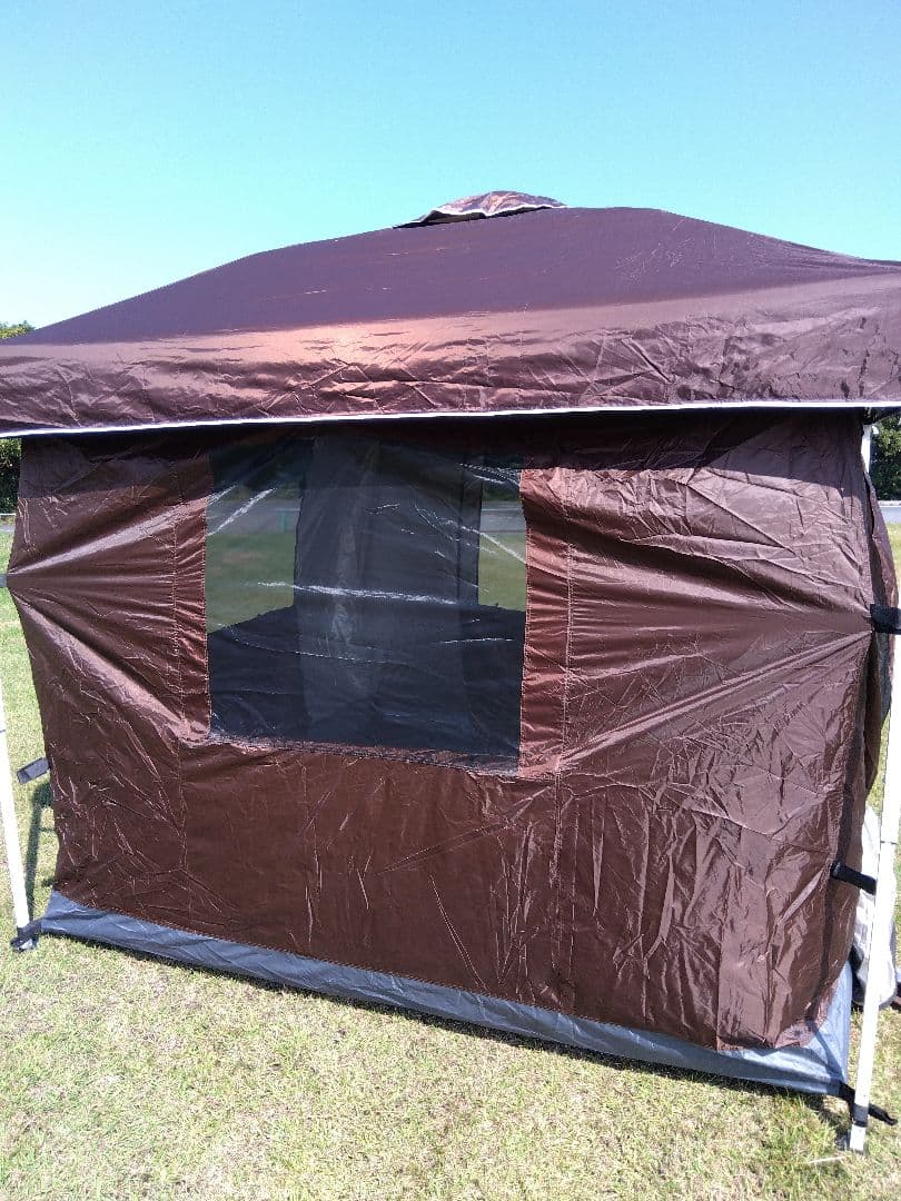 フィールドア折りたたみ式タープ 2.5m x 2.5m ブラウン　アルミ製