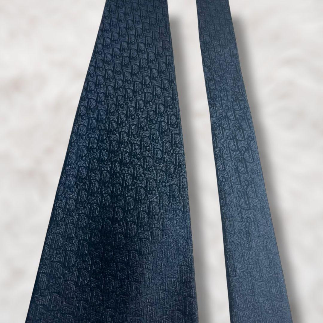 【未使用級✨️】クリスチャンディオール トロッター柄 ネイビー 黒メンズ ネクタイ