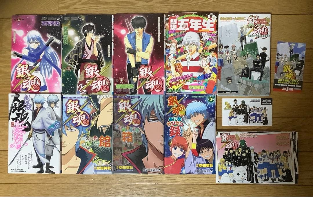 銀魂　しおり　カード　シール　神楽•志村新八•三連合体栞•その他カード•シール