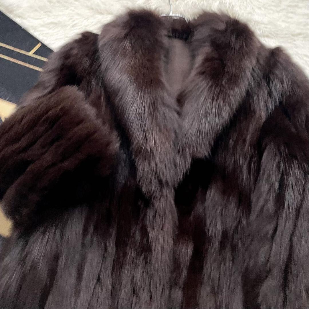 さらさら肉厚◎/総丈80 染め/カラーフォックス ボリューム ファーコート 毛皮