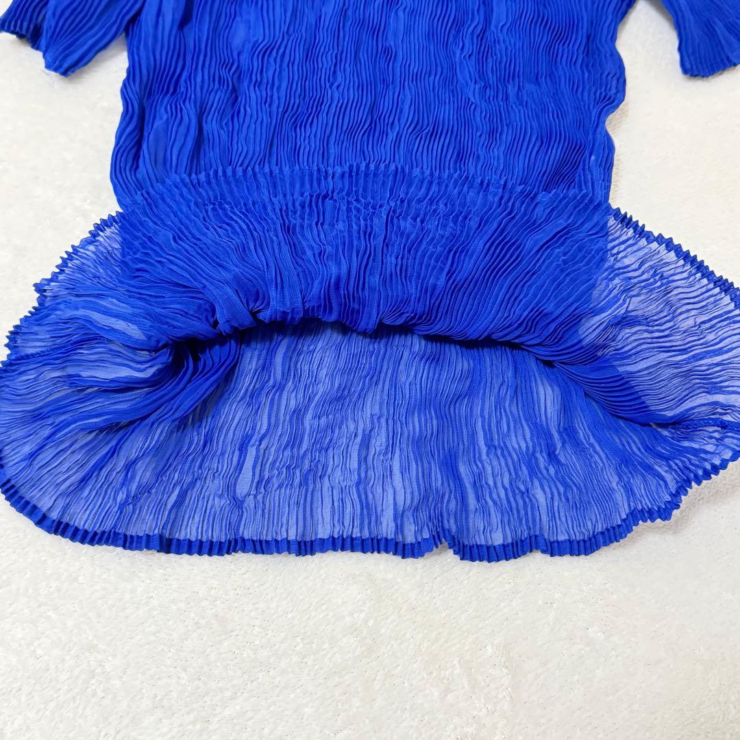 極美品✨ISSEY MIYAKE ねじりプリーツ　シースルー　ブルー　変形