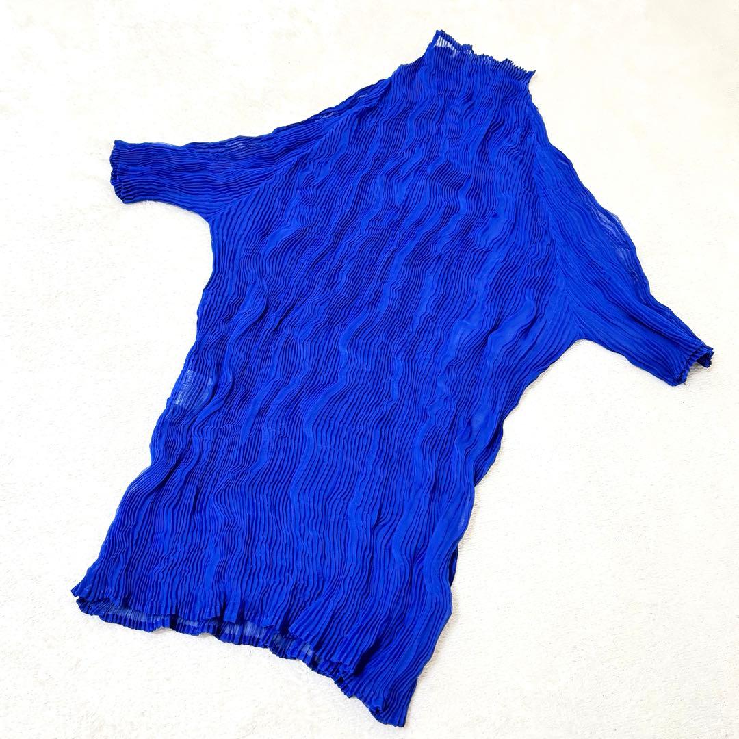 極美品✨ISSEY MIYAKE ねじりプリーツ　シースルー　ブルー　変形