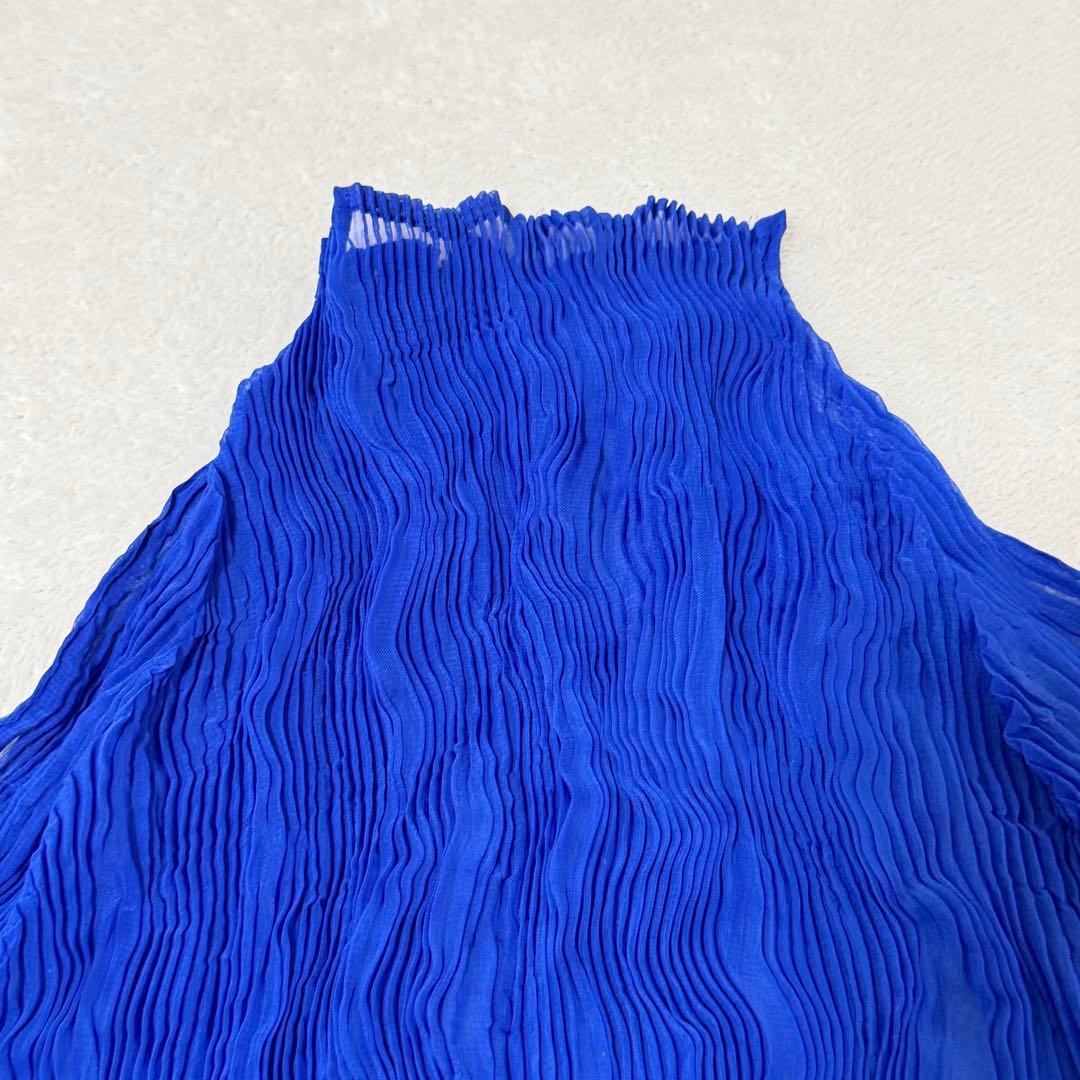 極美品✨ISSEY MIYAKE ねじりプリーツ　シースルー　ブルー　変形