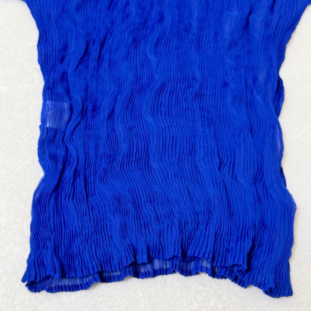 極美品✨ISSEY MIYAKE ねじりプリーツ　シースルー　ブルー　変形