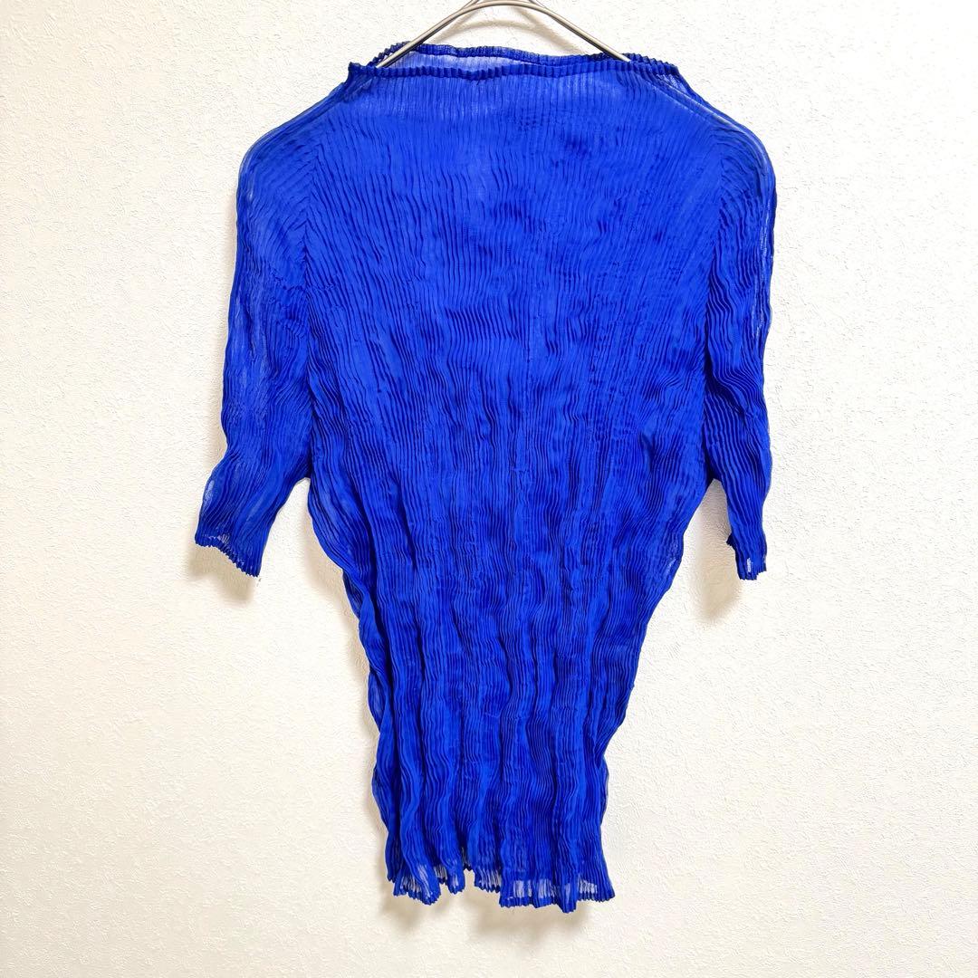 極美品✨ISSEY MIYAKE ねじりプリーツ　シースルー　ブルー　変形