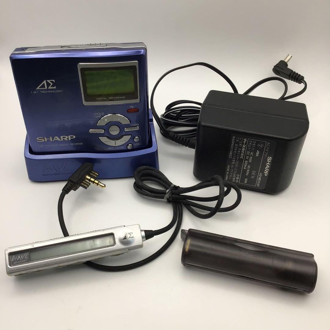 動作品 SHARP MD-DR7 MDプレーヤー シャープ ブルー