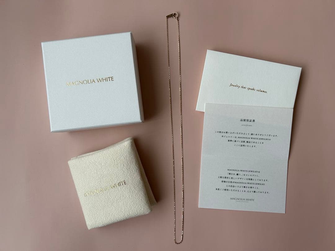 マグノリアホワイト K10チェーンネックレス 50cm