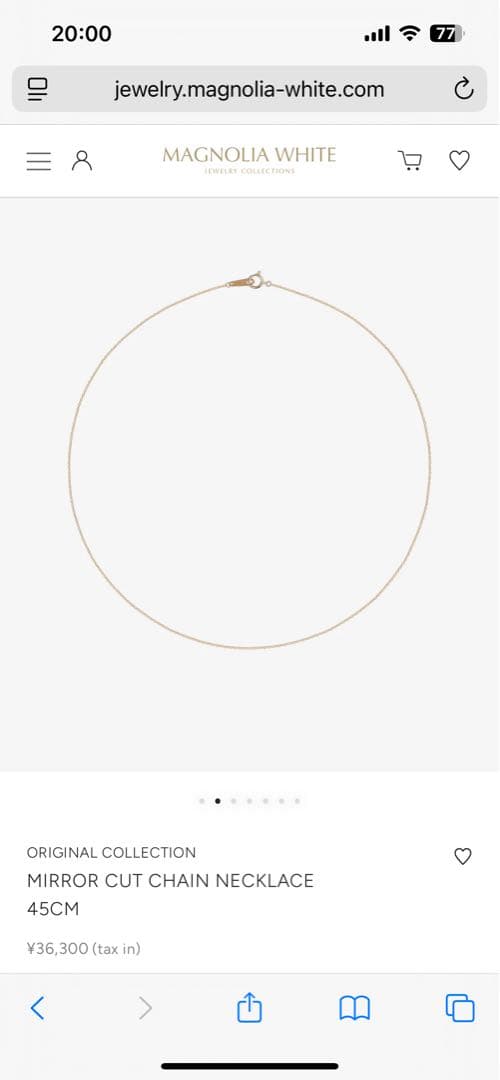 マグノリアホワイト K10チェーンネックレス 50cm