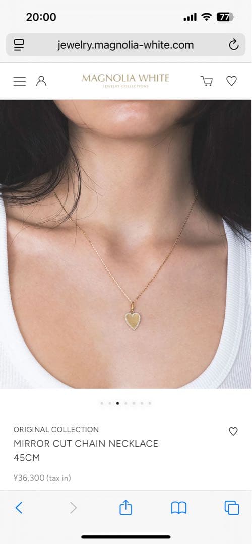 マグノリアホワイト K10チェーンネックレス 50cm