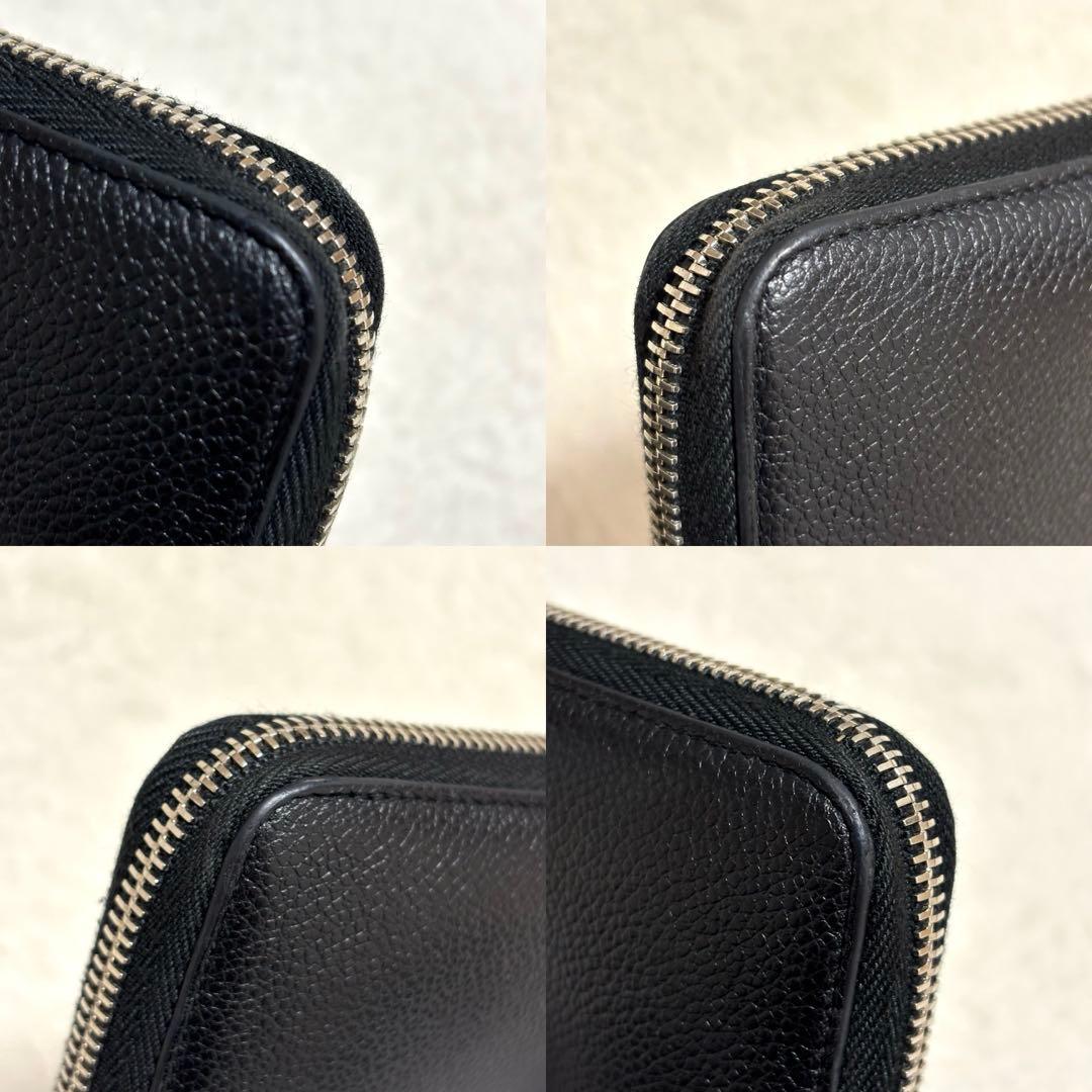 SAINT LAURENT ラウンドファスナー YSLロゴ金具 長財布 ブラック