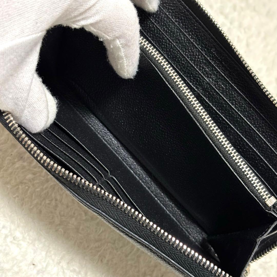 SAINT LAURENT ラウンドファスナー YSLロゴ金具 長財布 ブラック