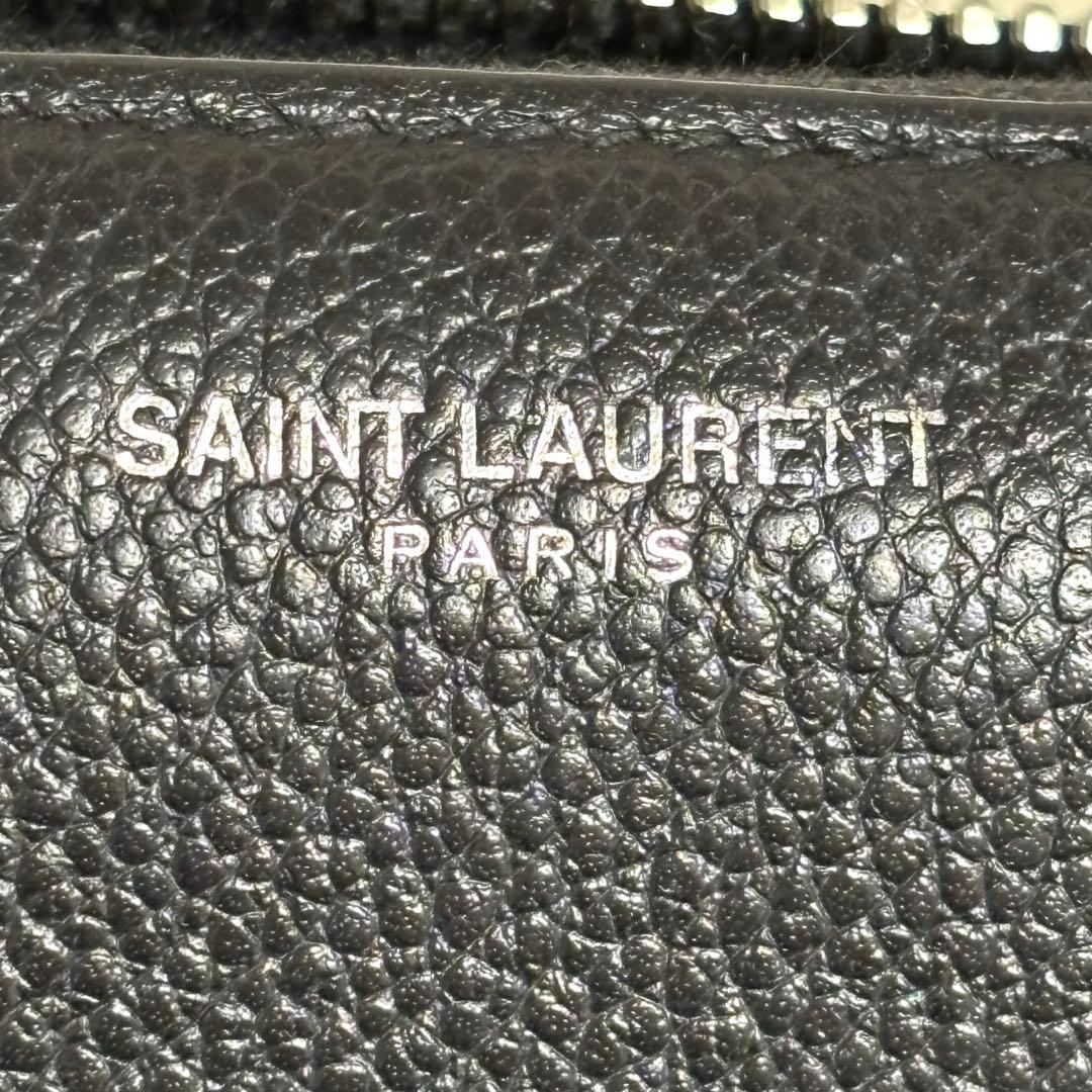 SAINT LAURENT ラウンドファスナー YSLロゴ金具 長財布 ブラック
