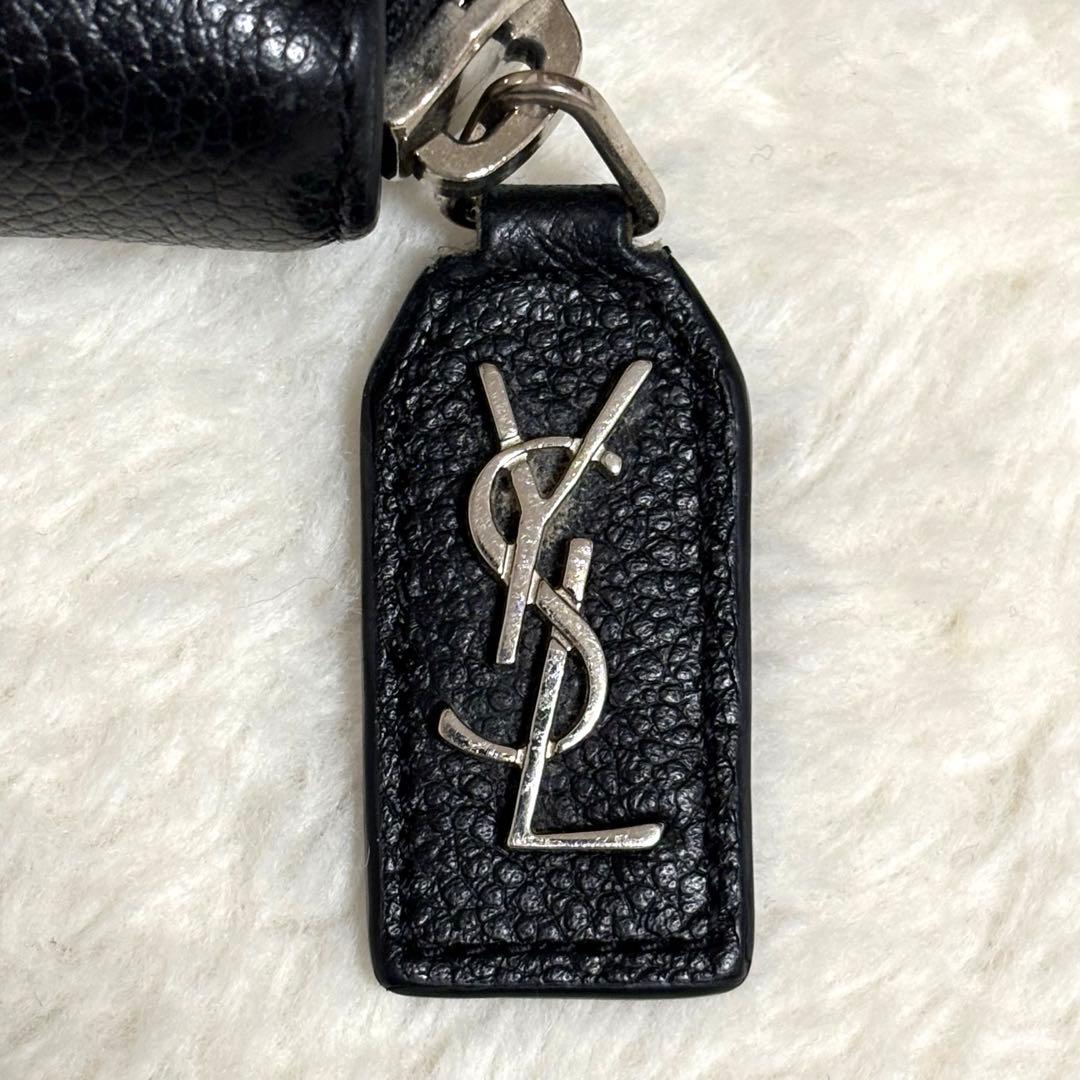 SAINT LAURENT ラウンドファスナー YSLロゴ金具 長財布 ブラック