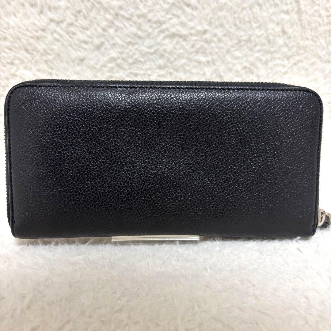 SAINT LAURENT ラウンドファスナー YSLロゴ金具 長財布 ブラック