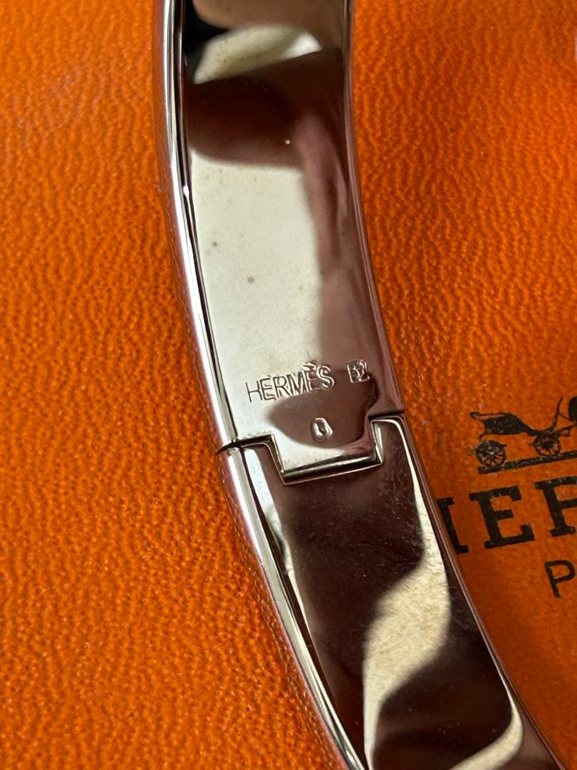 【美品】エルメス H バングル クリッククラック ブレスレット シルバー ブルー