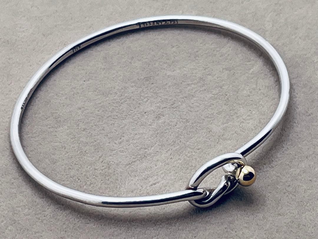 c290 ティファニー　フック&アイ　バングル　シルバー　925/750 k18