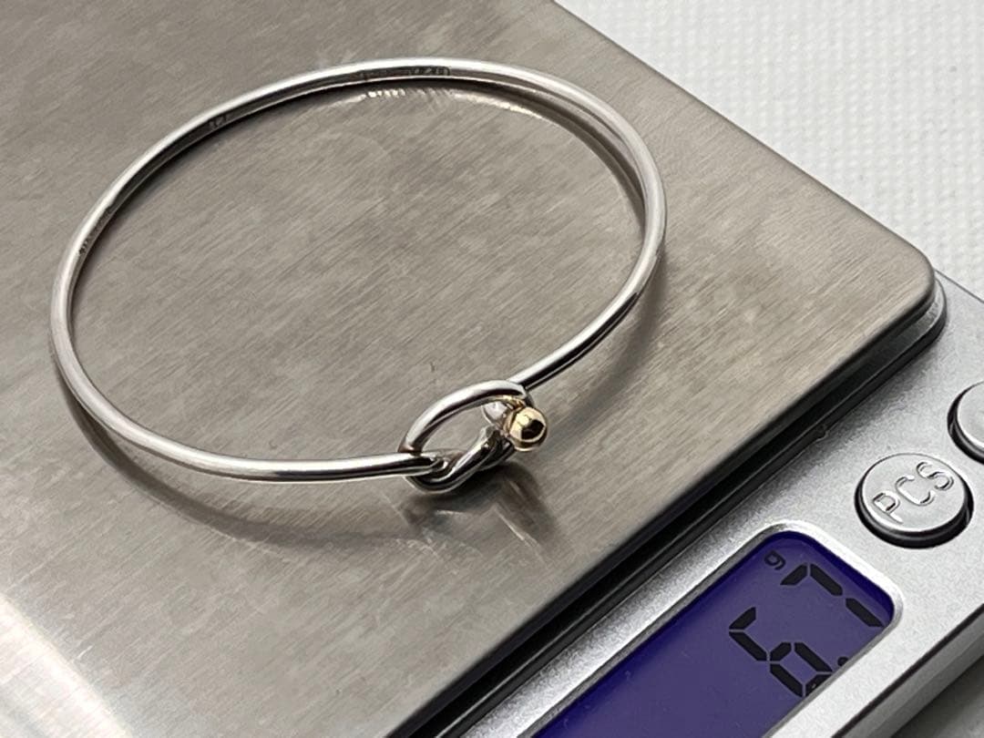 c290 ティファニー　フック&アイ　バングル　シルバー　925/750 k18