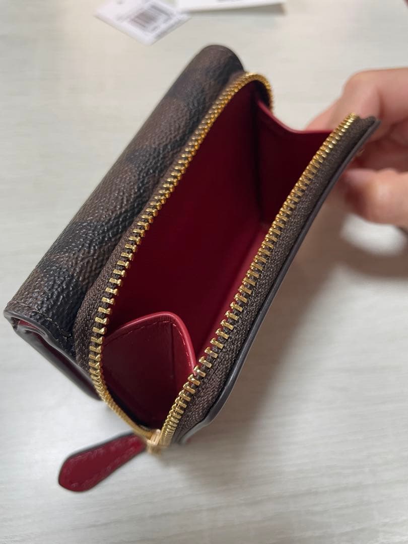 COACH 三つ折り財布 ブラウン/レッド