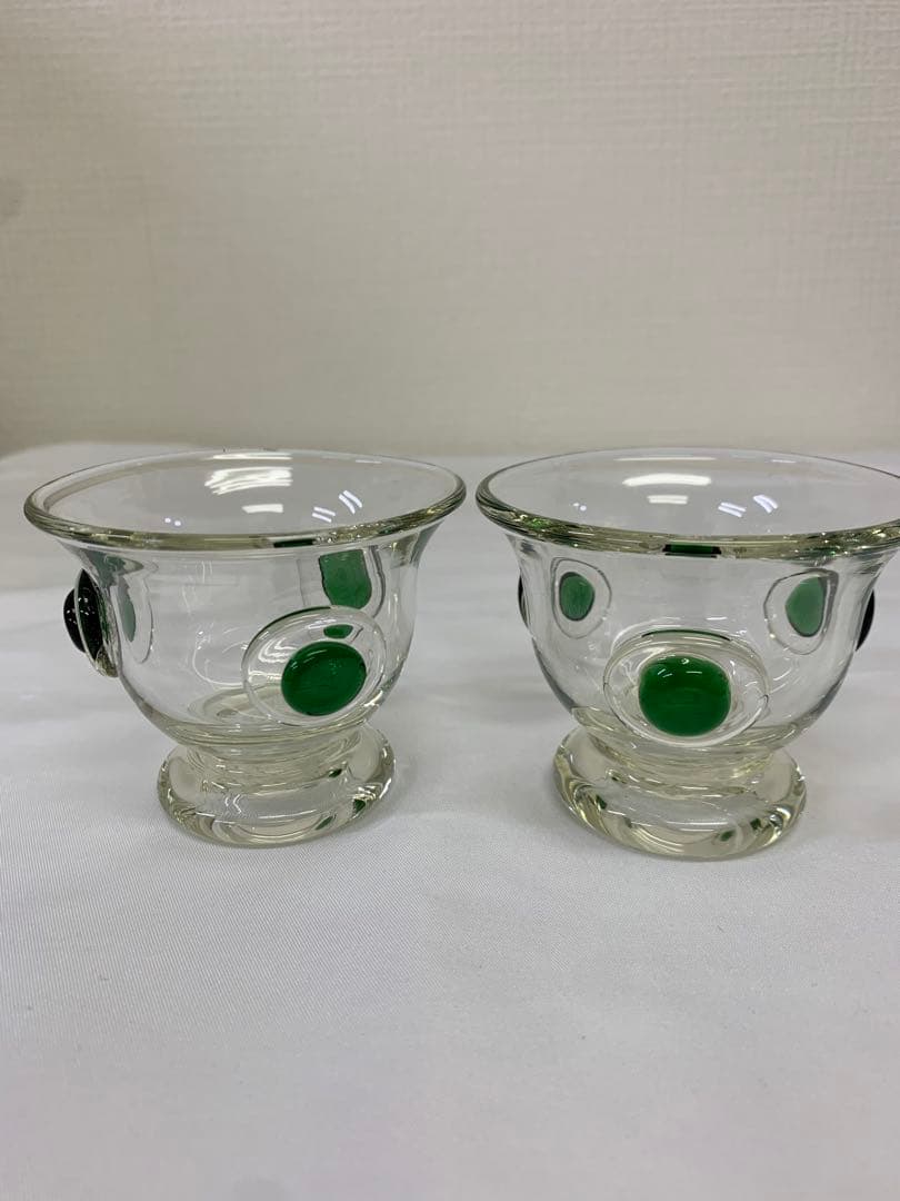 舩木　倭帆（ふなき　しずほ）　プラントグラス　グリーン　サイン入　ペアセット