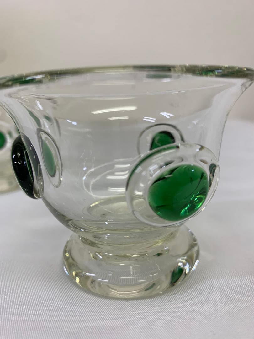 舩木　倭帆（ふなき　しずほ）　プラントグラス　グリーン　サイン入　ペアセット