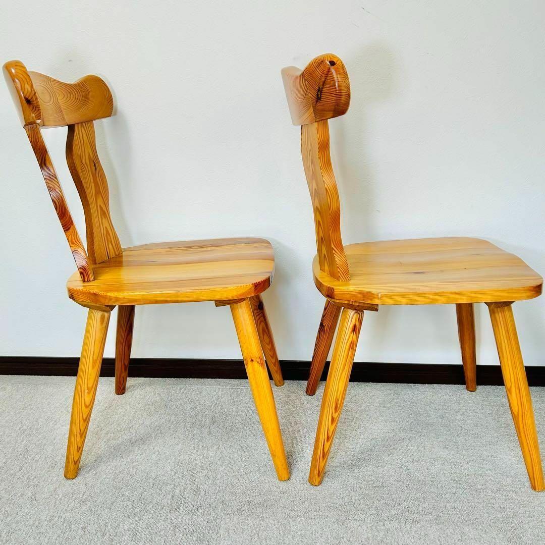 木製　ダイニングチェア　カントリー　無垢材　2脚セット　レトロ　デスクチェア