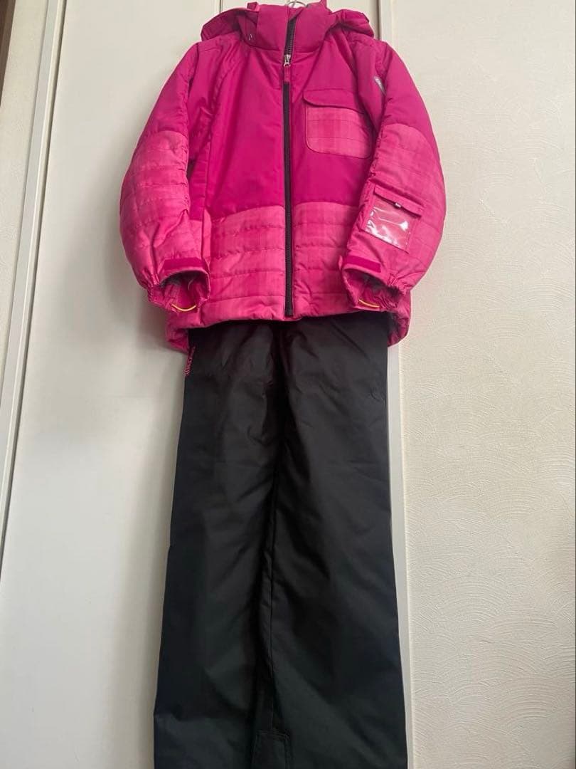 美品DESCENTE 160 レディースS相当 スキーウェア ピンク黒 デサント