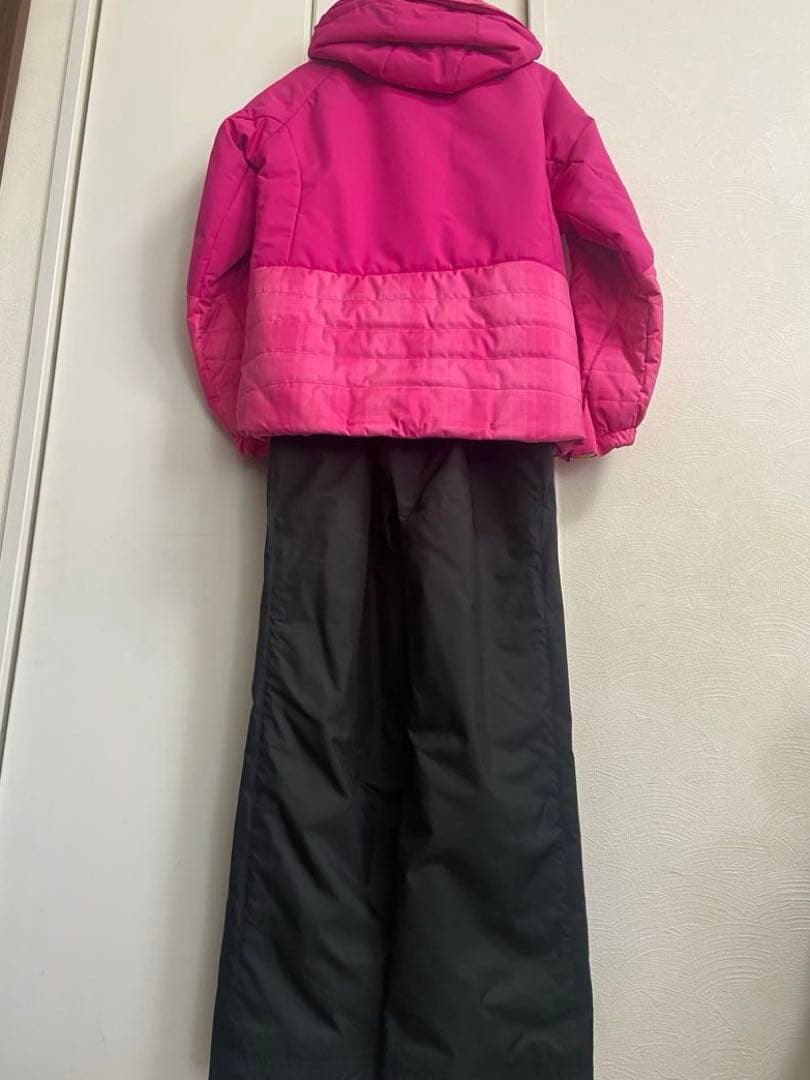 美品DESCENTE 160 レディースS相当 スキーウェア ピンク黒 デサント