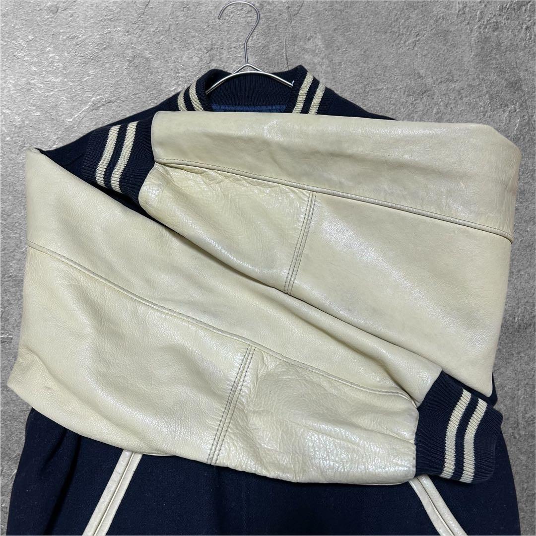 VAN JAC ヴァンヂャケット アーチロゴ 袖牛革 スタジャン 短丈 Lサイズ