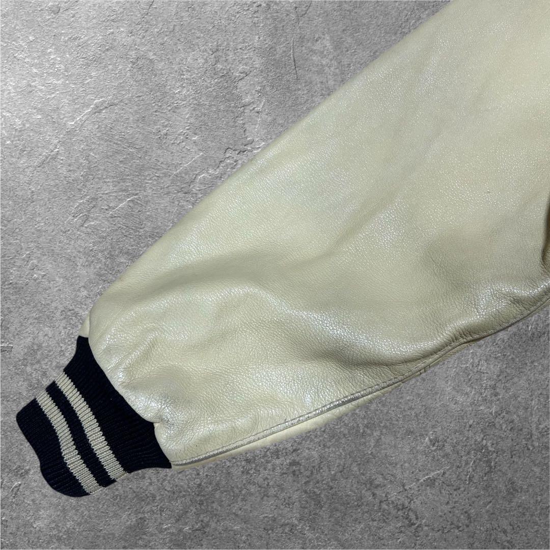 VAN JAC ヴァンヂャケット アーチロゴ 袖牛革 スタジャン 短丈 Lサイズ