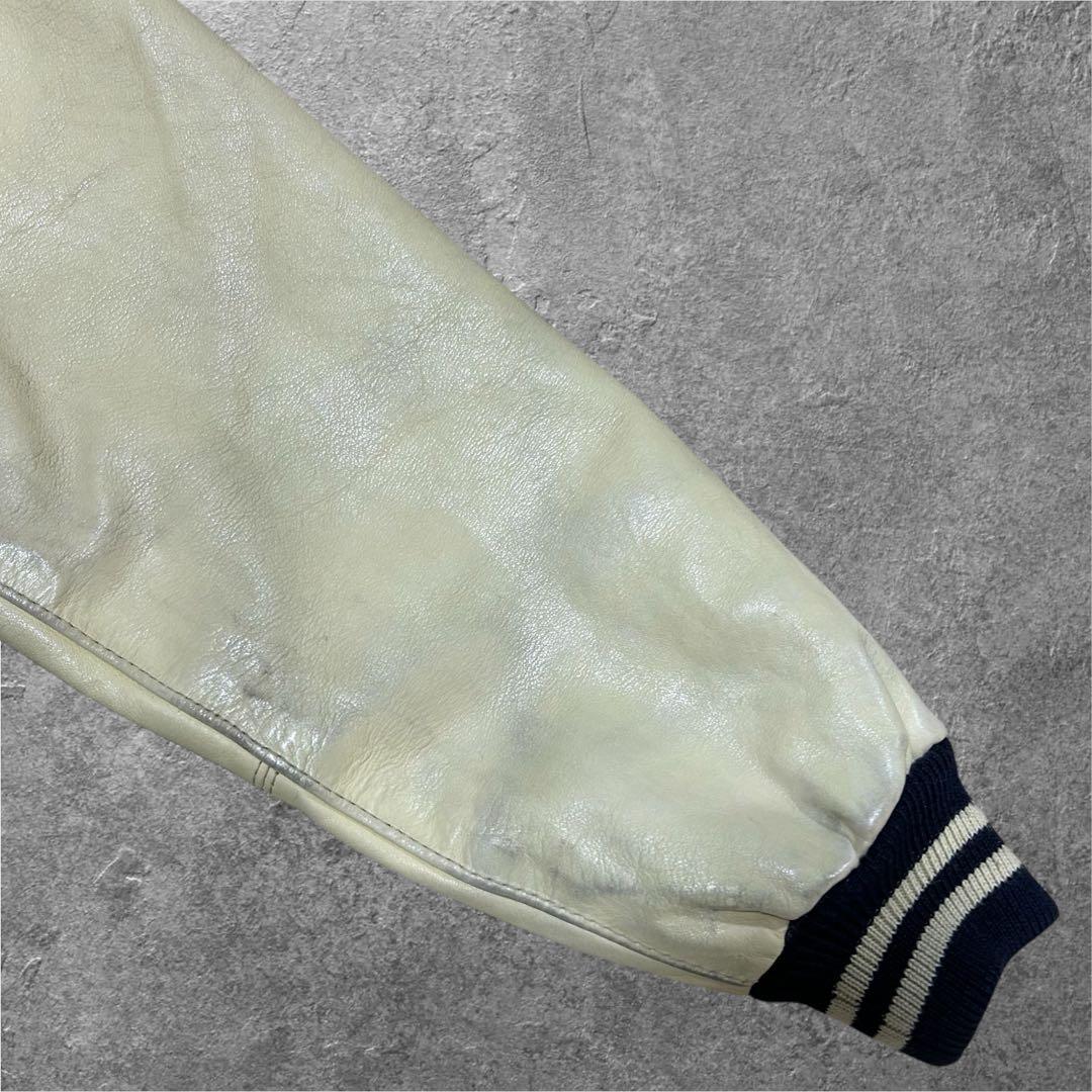 VAN JAC ヴァンヂャケット アーチロゴ 袖牛革 スタジャン 短丈 Lサイズ