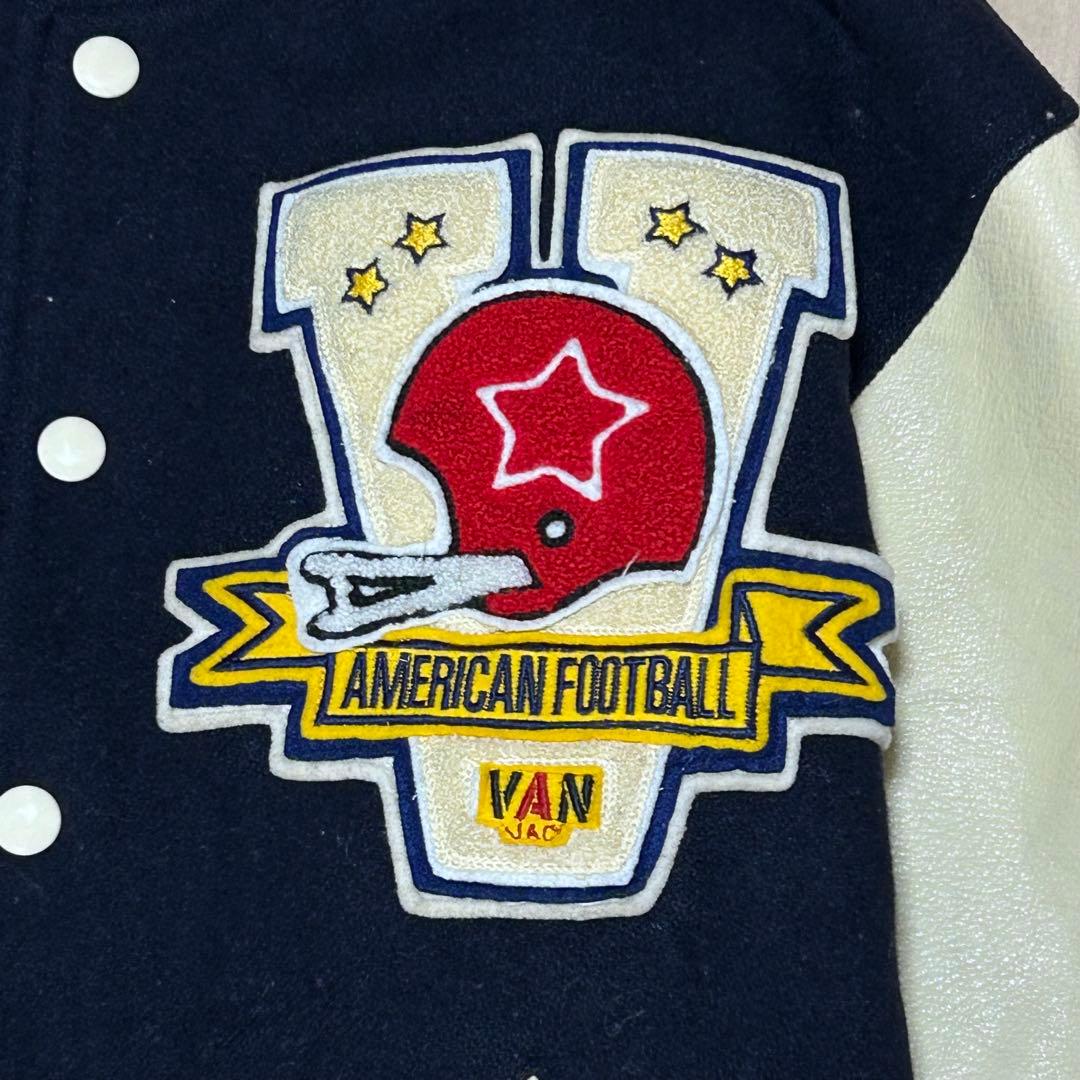 VAN JAC ヴァンヂャケット アーチロゴ 袖牛革 スタジャン 短丈 Lサイズ
