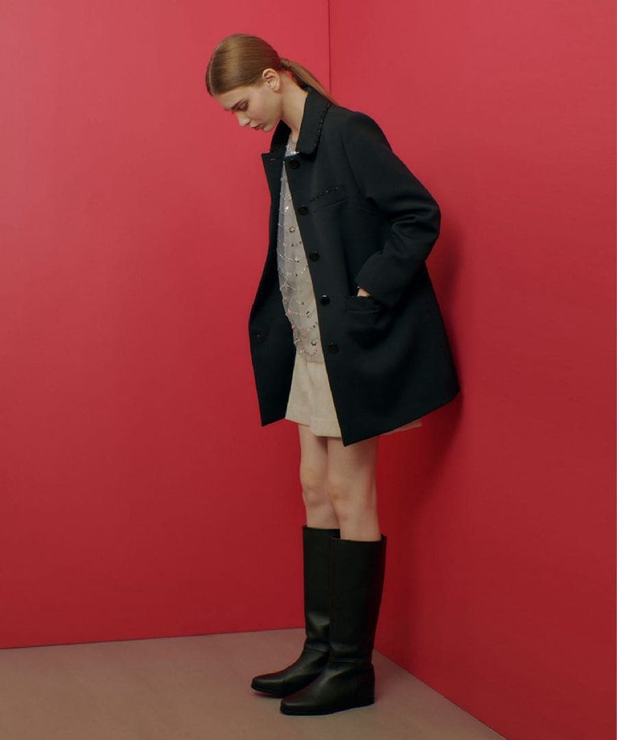 ルルウィルビー　トリプルクロスステンカラーコート　ブラック　アルアバイル