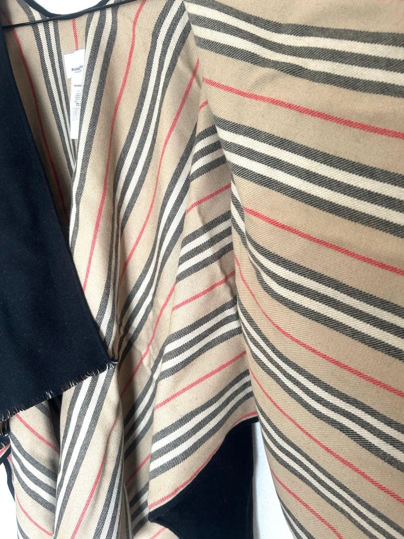 バーバリー　ウール　ストライプケープ　ポンチョ