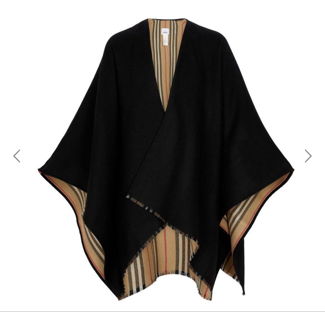 バーバリー　ウール　ストライプケープ　ポンチョ