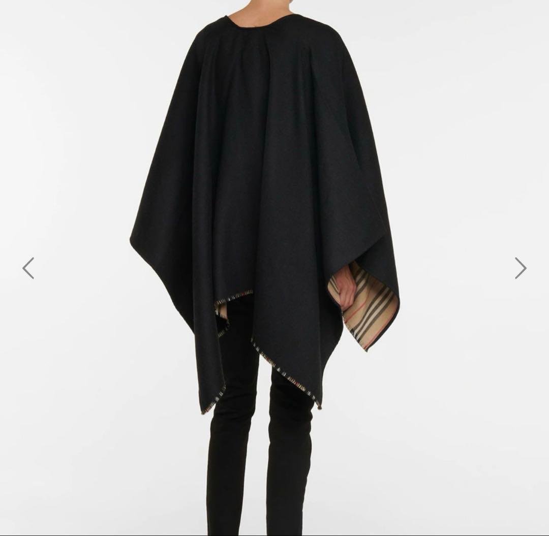 バーバリー　ウール　ストライプケープ　ポンチョ